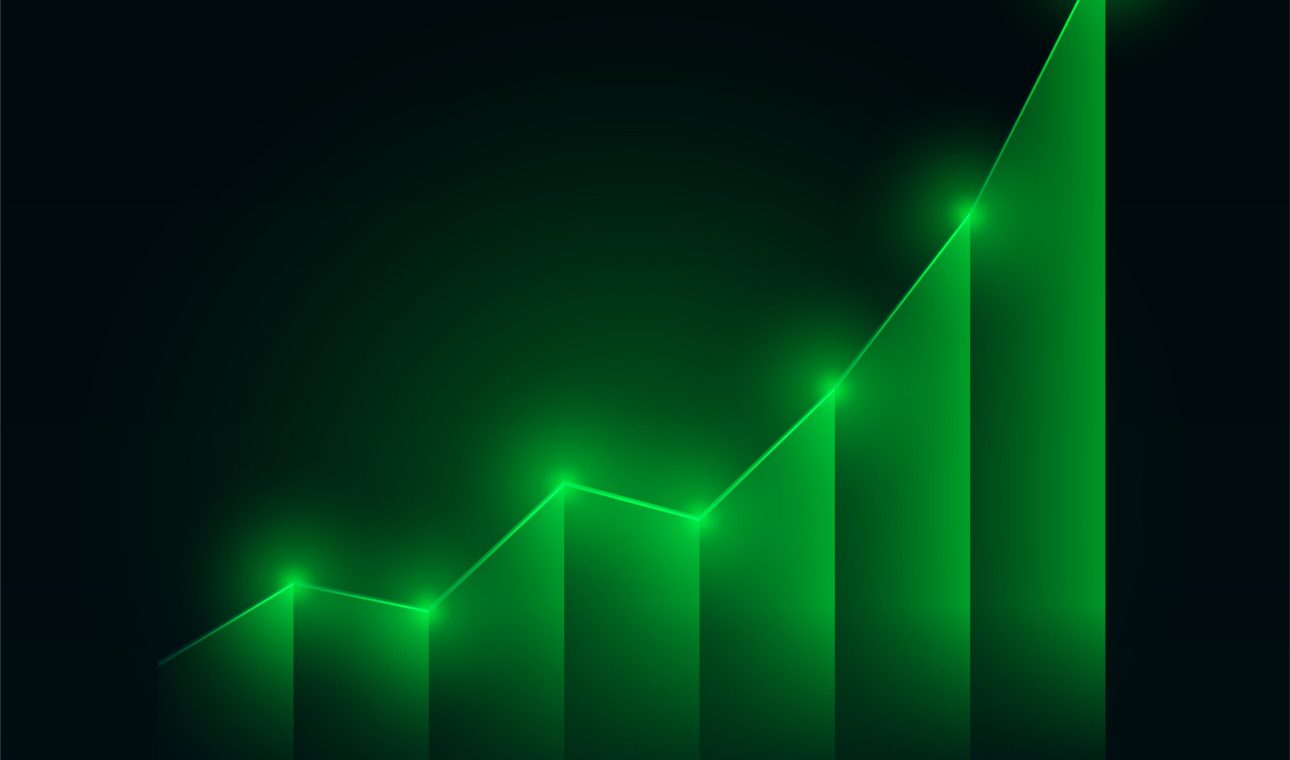 financial stock market statics graph with upward growth vector